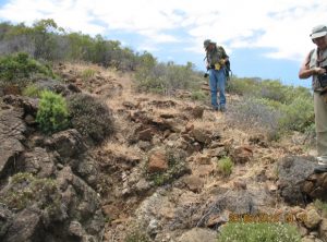Mining historical survey on ancient outcrops. Graphite mines El Nicio (Estepona)  Exploration works